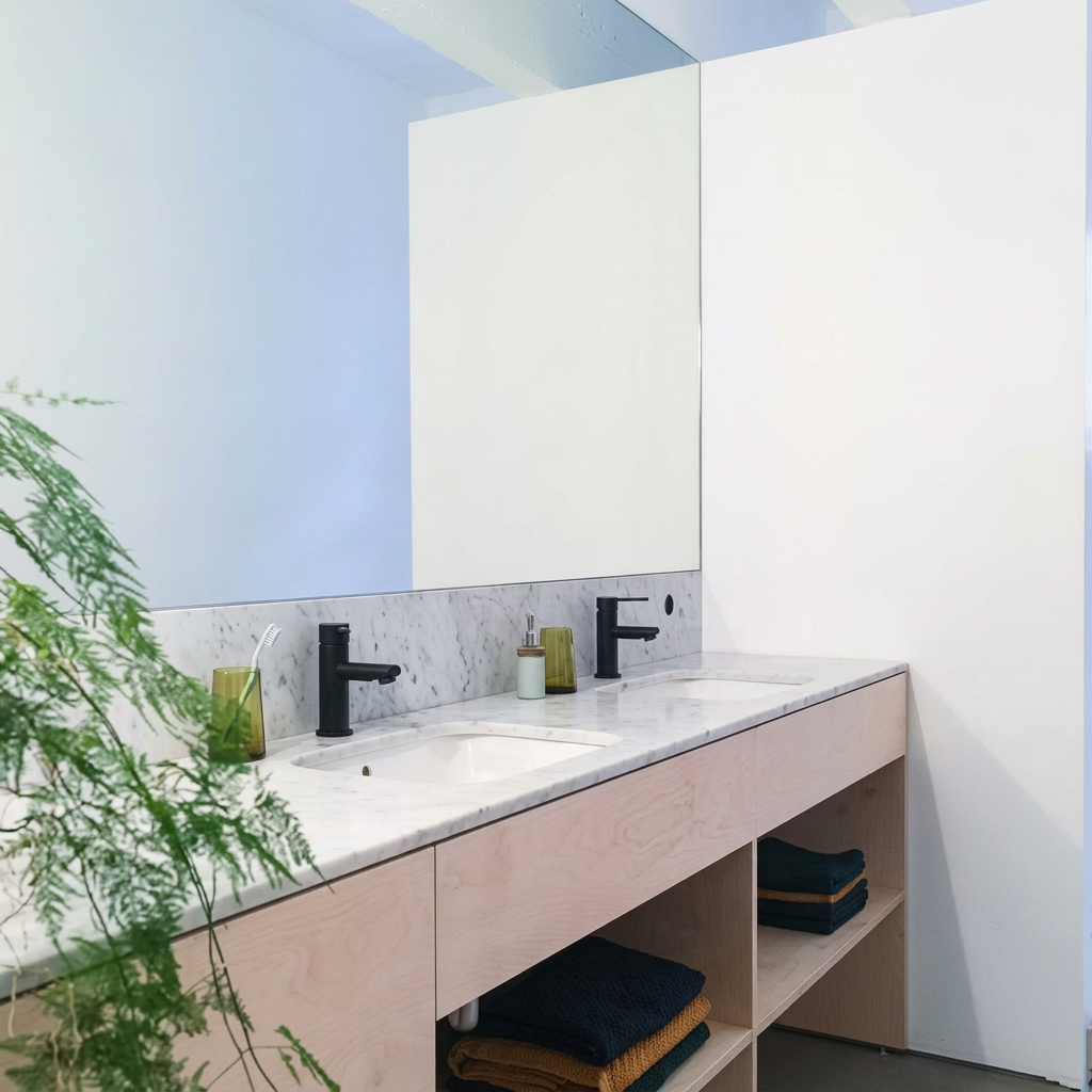 Badkamer met dubbele wastafel